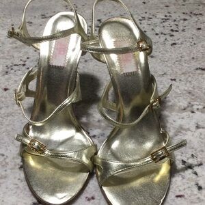 COPY - JLo gold three straps heels in 36.5